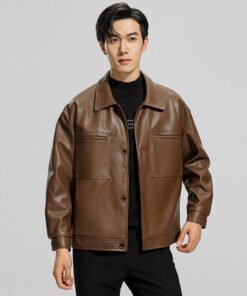 Men’s Youth Motorcycle Leather Jacket — Lapel Stylish Biker Coat